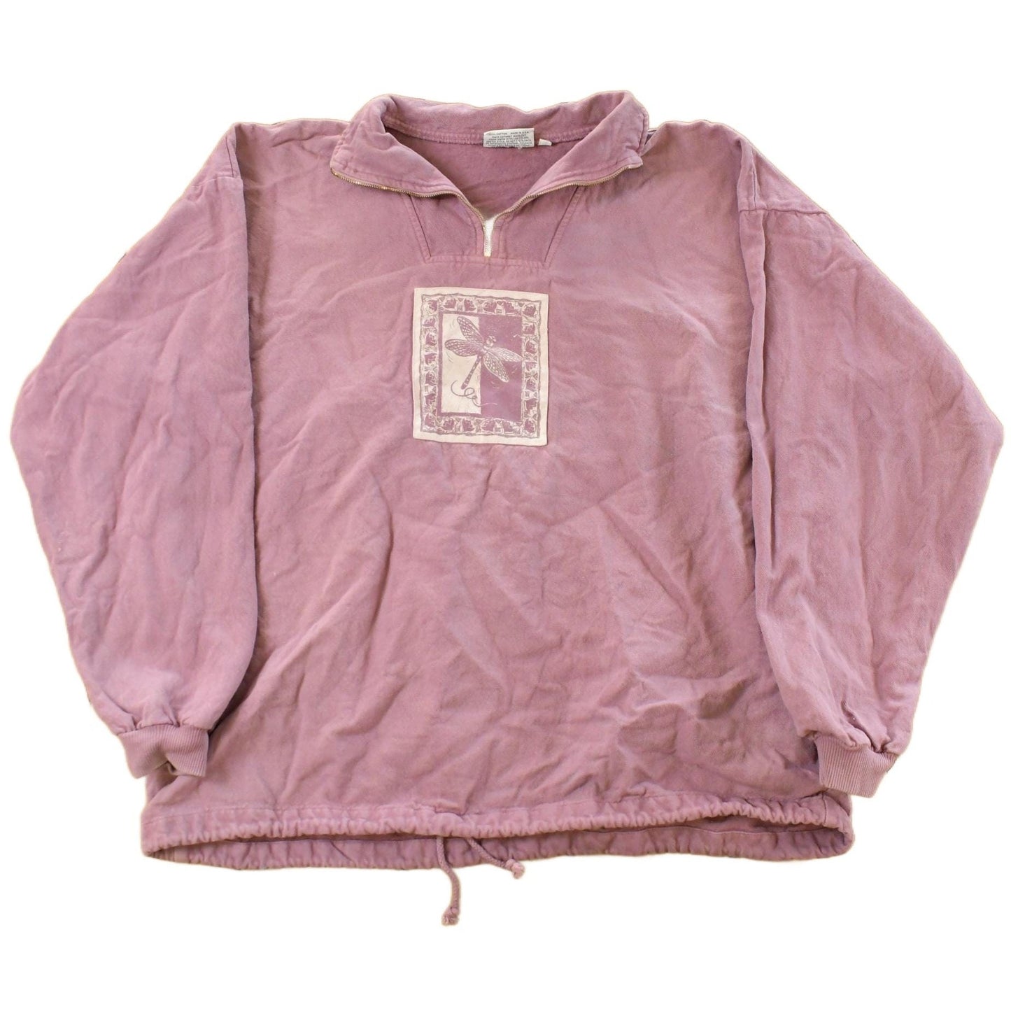 Vintage 1990s Dragonfly Art Quarter Zip Sweatshirt Men's XL from propervintagecanada