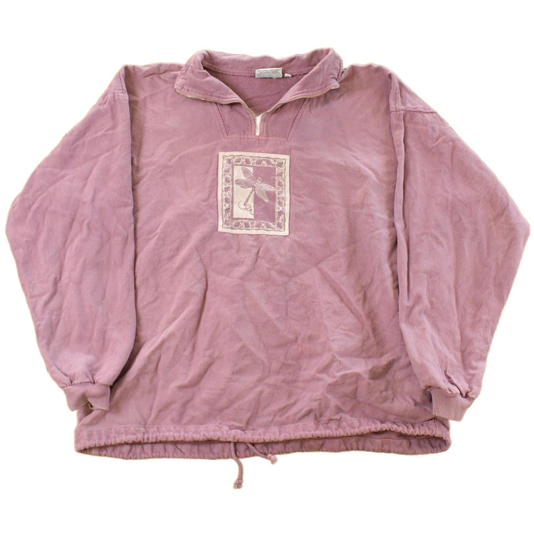 Vintage 1990s Dragonfly Art Quarter Zip Sweatshirt Men's XL from propervintagecanada