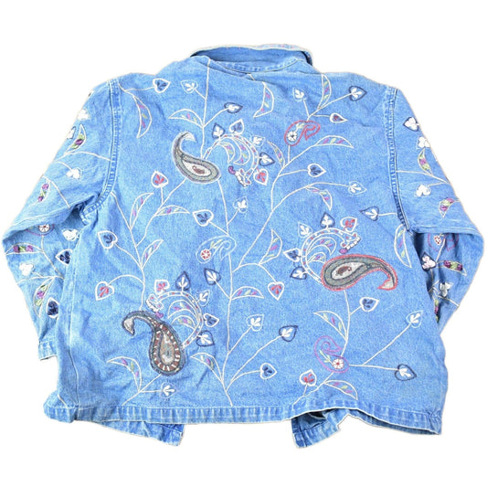 Vintage 1990s Dressbarn Womens AOP Western Style Paisley Denim Button Up Shirt Womens XL from propervintagecanada