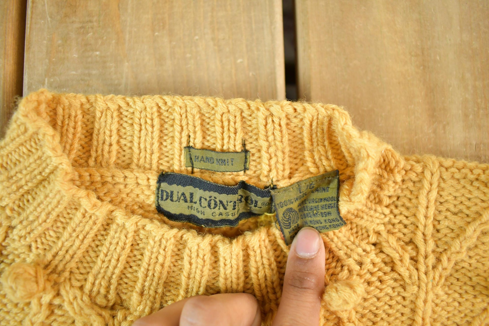 Vintage 1990s Dual Control Hand Knit Wool Sweater Mens Large from propervintagecanada