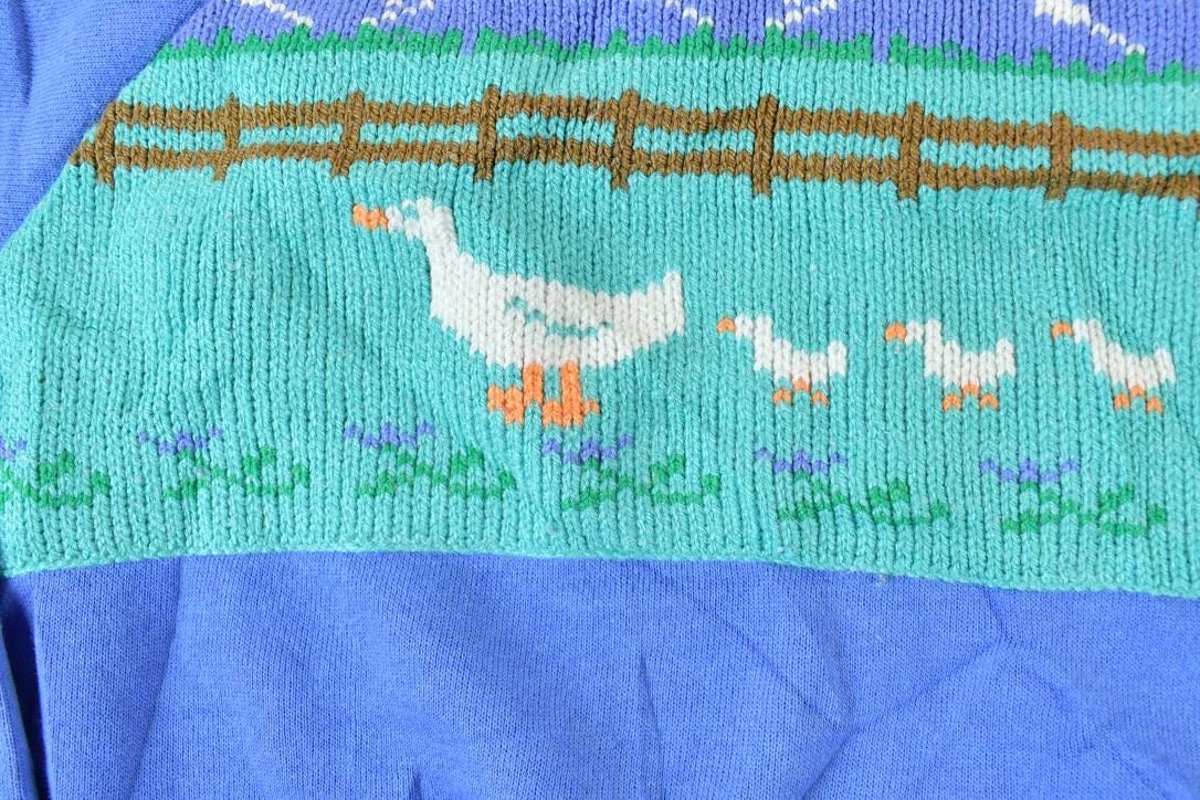 Vintage 1990s Duck Family Embroidered Outdoorsman Crewneck Sweatshirt Men's Small from propervintagecanada