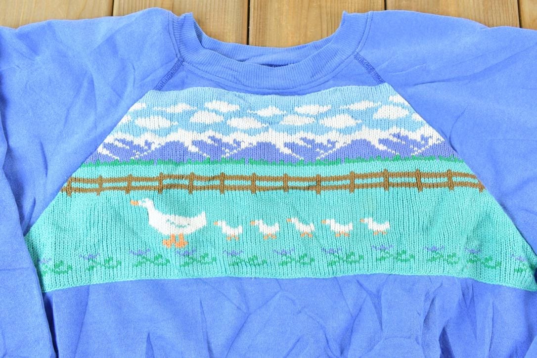 Vintage 1990s Duck Family Embroidered Outdoorsman Crewneck Sweatshirt Men's Small from propervintagecanada