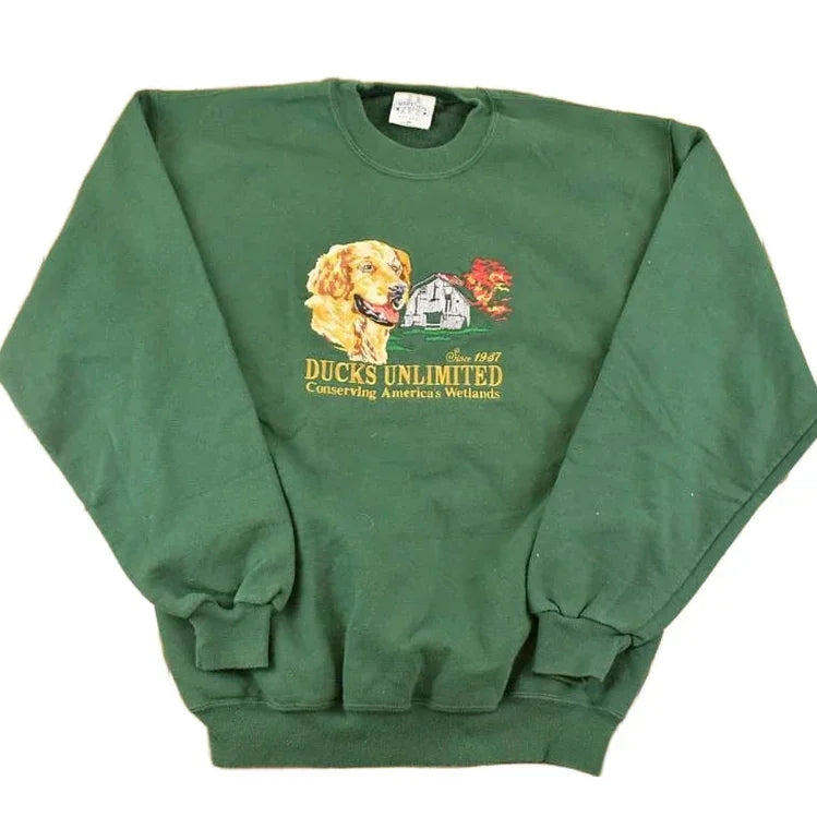 Vintage 1990s Ducks Unlimited Golden Lab Souvenir Crewneck Sweatshirt Men's M / 90's Tourist Vacation Embroidered Outdoorsman Sweater from propervintagecanada
