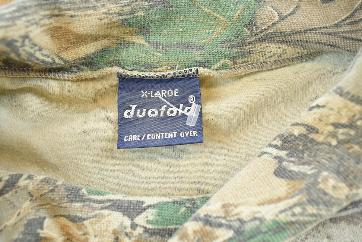 Vintage 1990s Duofold Advantage Camo Turtleneck Long Sleeve T-Shirt Men's XL from propervintagecanada