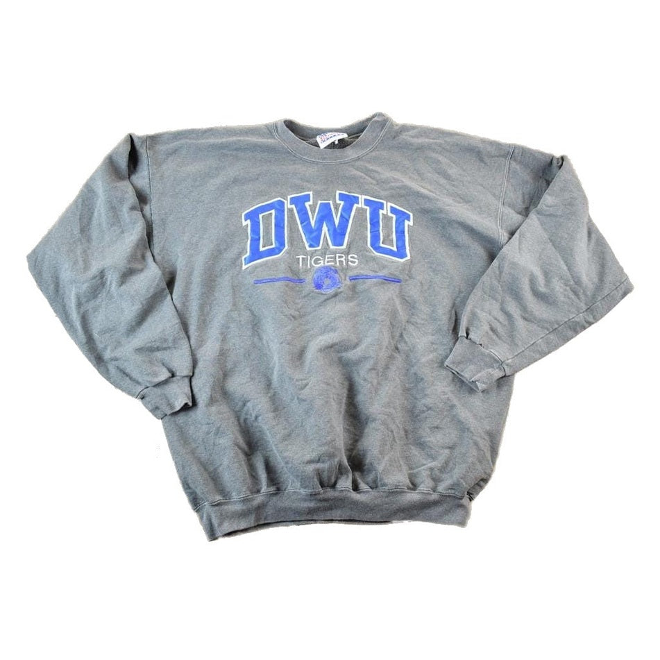 Vintage 1990s DWU Tigers University Crewneck Mens L from propervintagecanada