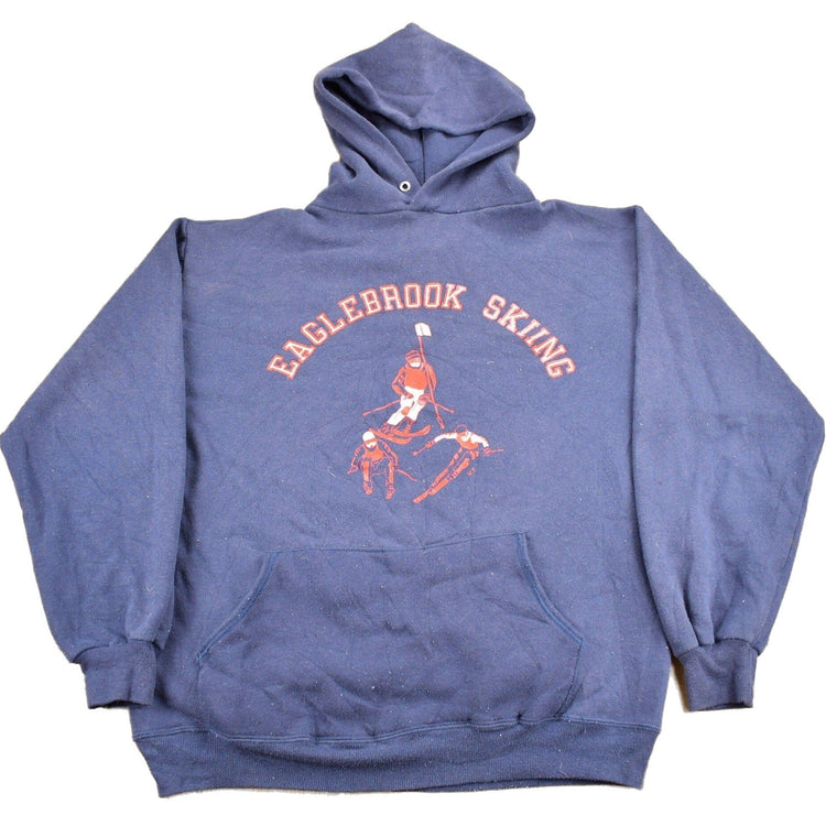 Vintage 1990s Eagle Brook Skiing Graphic Hoodie Men's Large from propervintagecanada