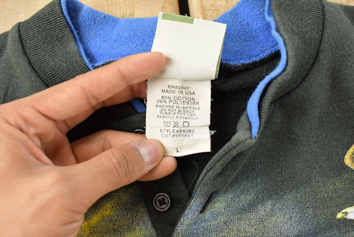Vintage 1990s Eagle Nature All Over Print Henley Sweatshirt Men's L from propervintagecanada