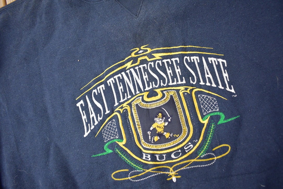 Vintage 1990s East Tennessee Bucs Collegiate Crewneck Men's XXL from propervintagecanada
