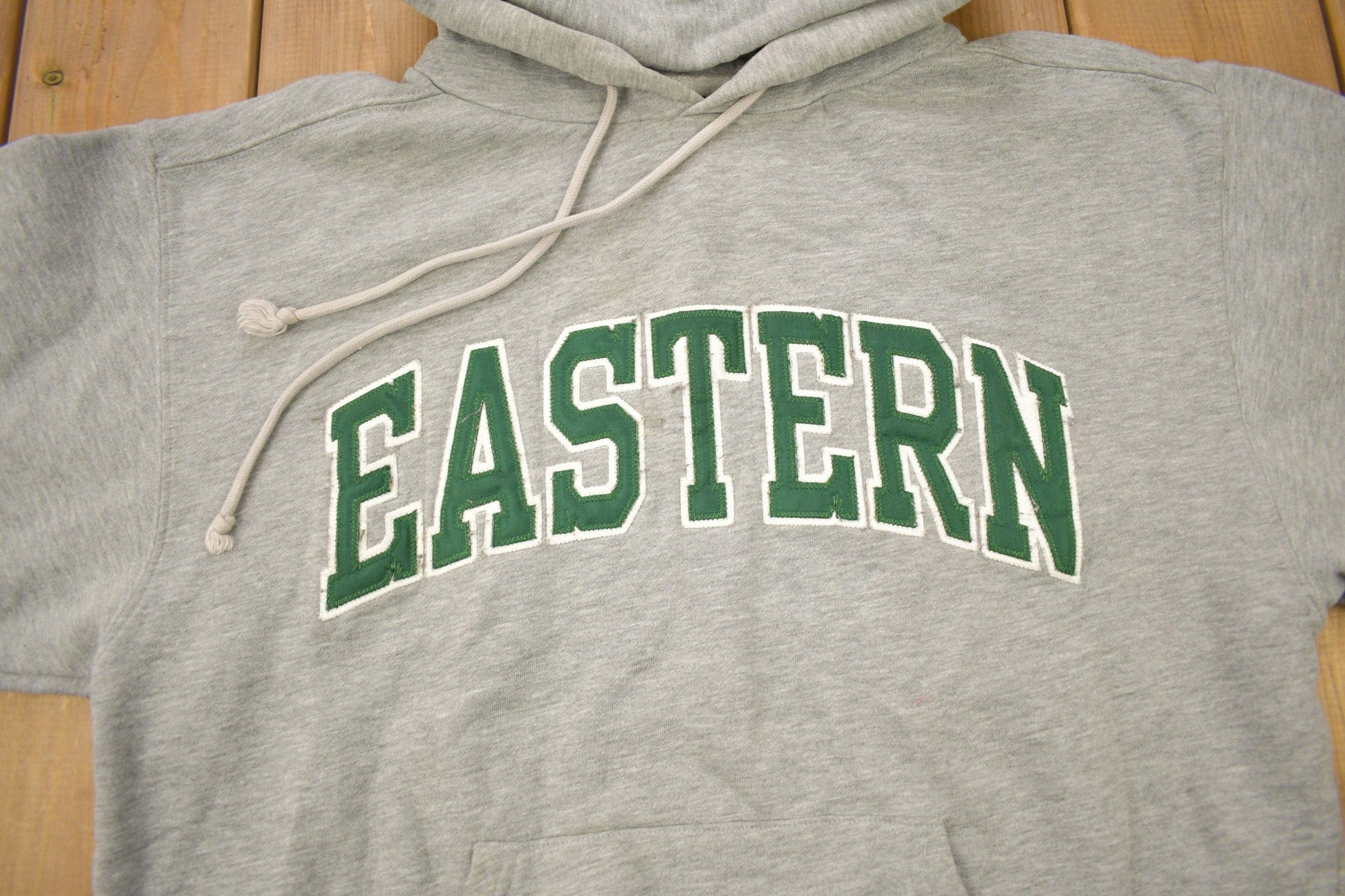 Vintage 1990s Eastern University Collegiate Hoodie / Embroidered / Jansport Sweatshirt / Sportswear / Americana from propervintagecanada