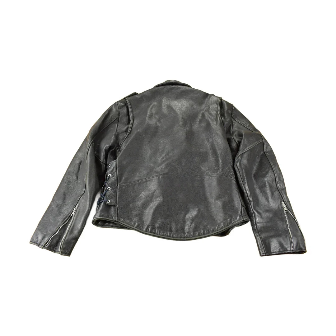 Vintage 1990s Easy Riders Leather Biker Jacket Made In USA Size 44 from propervintagecanada