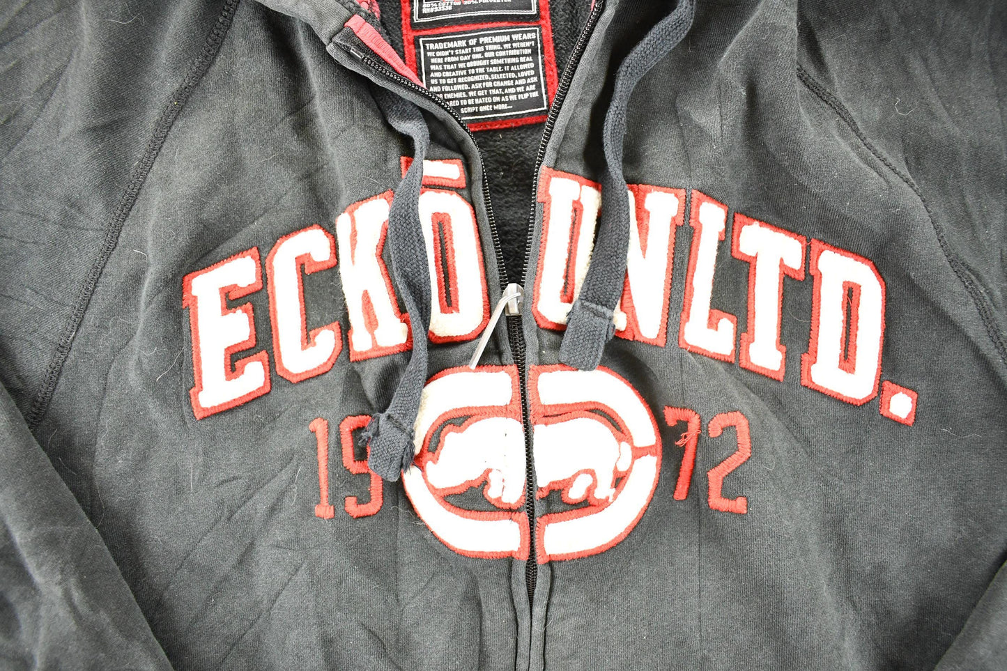 Vintage 1990s Ecko Unltd Actual Factual Zip Up Hoodie Sweater Men's L from propervintagecanada