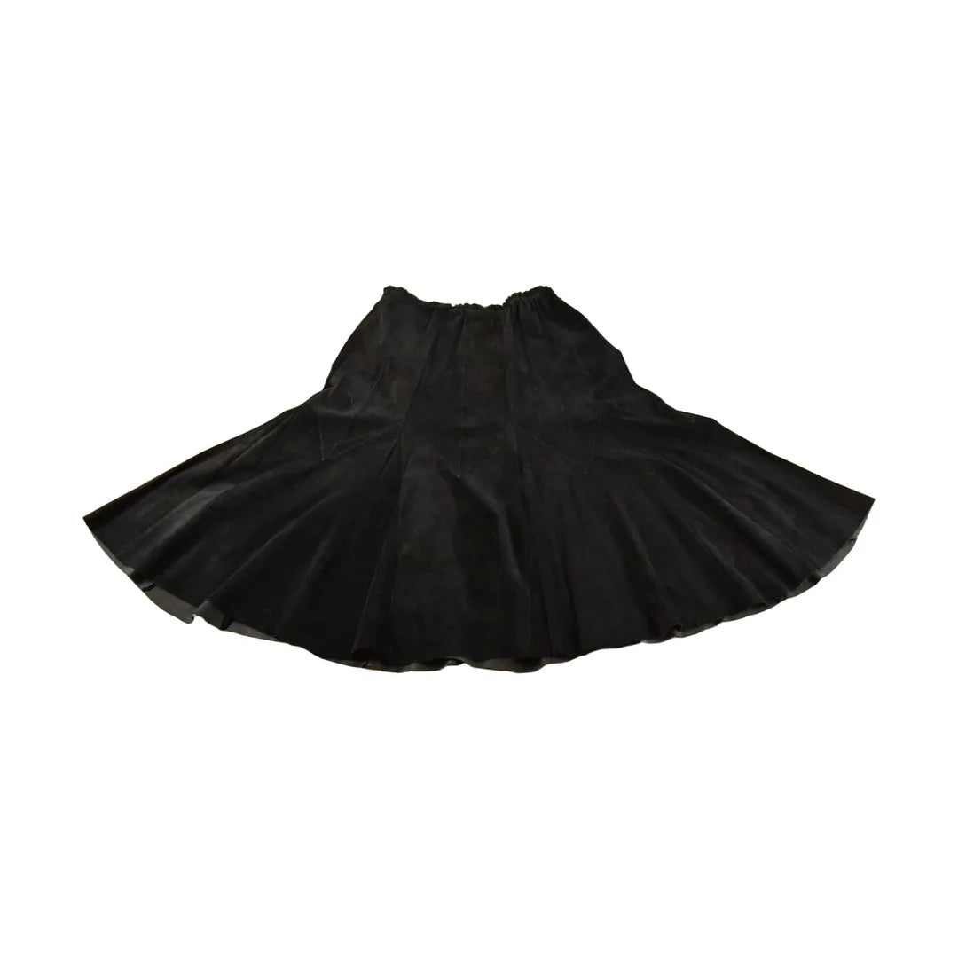 Vintage 1990s Eco by Pezzoli Suede Leather Flared Skirt Women's 27 from propervintagecanada