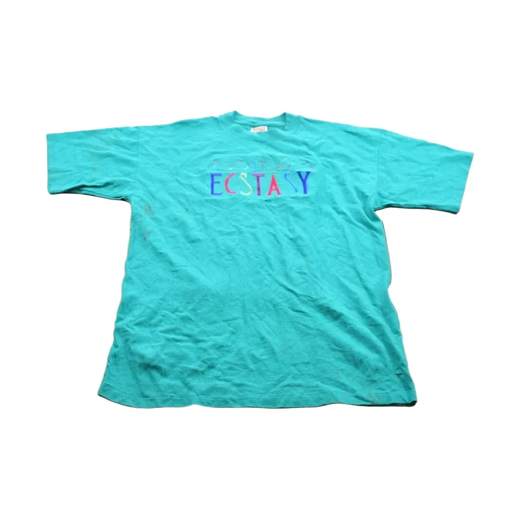 Vintage 1990s Ecstasy Rave Graphic T-Shirt Men's XL from propervintagecanada