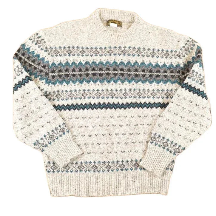 Vintage 1990s Eddie Bauer Abstract Wool Knit Sweater Men's M from propervintagecanada