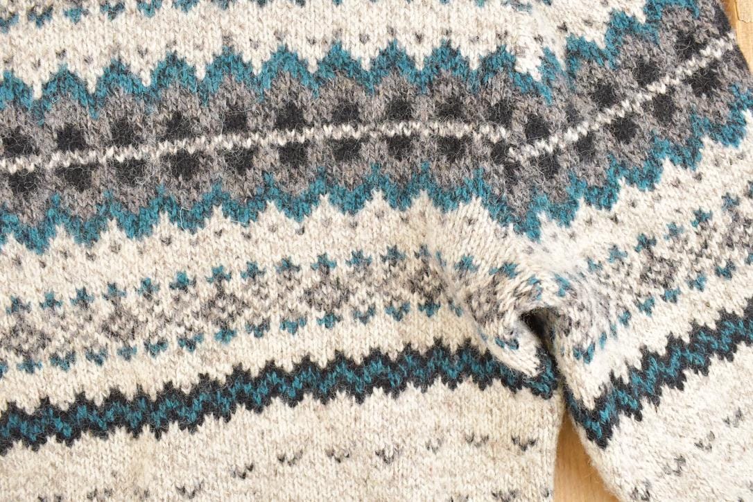 Vintage 1990s Eddie Bauer Abstract Wool Knit Sweater Men's M from propervintagecanada