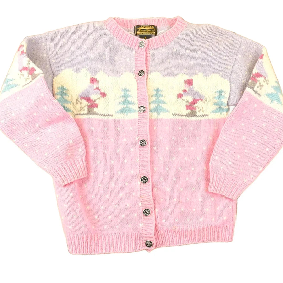 Vintage 1990s Eddie Bauer AOP Ski Wool Knit Cardigan Sweater Women's M from propervintagecanada