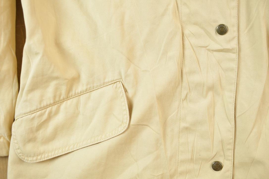 Vintage 1990s Eddie Bauer Beige Hooded Parka Jacket Women's Large from propervintagecanada