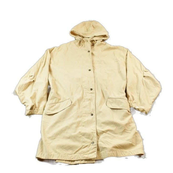 Vintage 1990s Eddie Bauer Beige Hooded Parka Jacket Women's Large from propervintagecanada