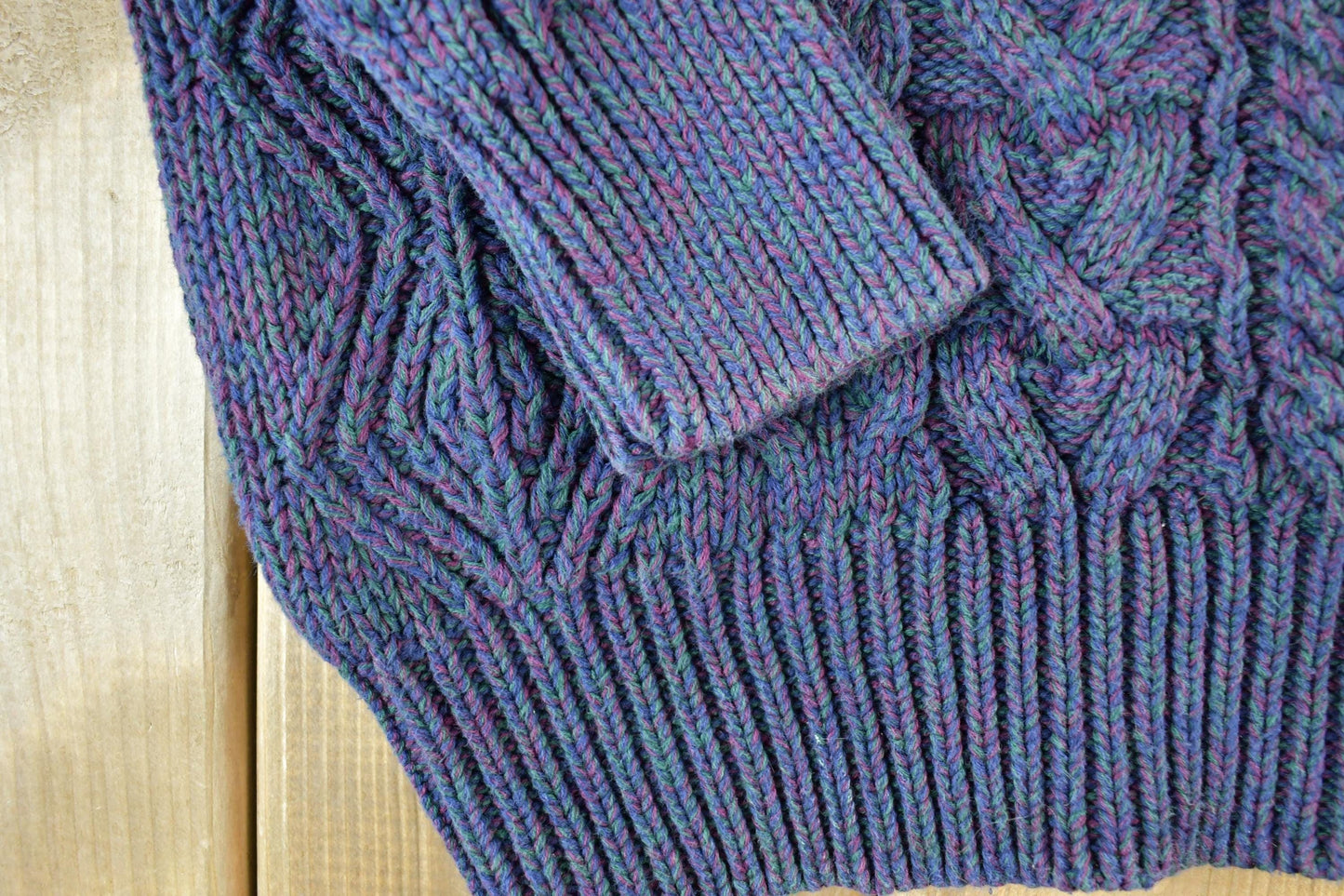 Vintage 1990s Eddie Bauer Cable Knit Abstract Pattern Crewneck Sweater Made In Hong Kong Men's Small from propervintagecanada