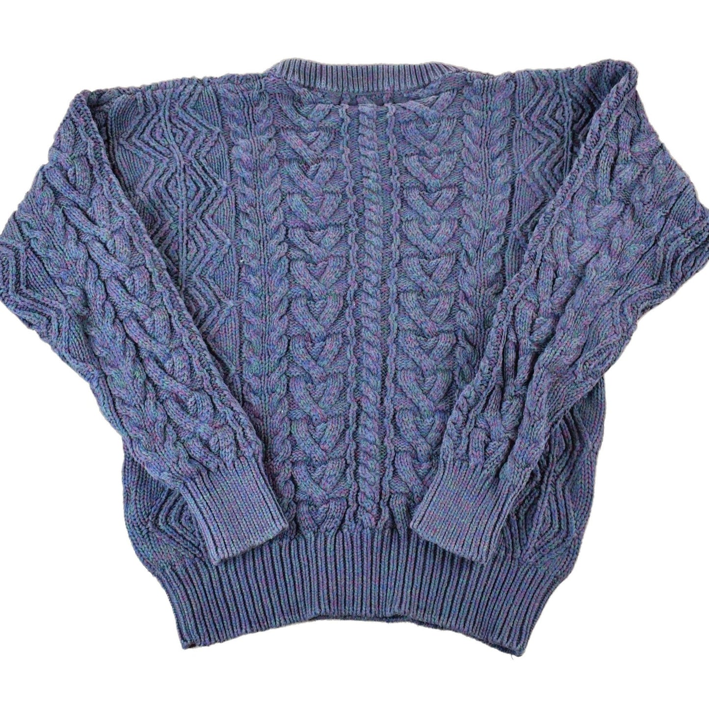 Vintage 1990s Eddie Bauer Cable Knit Abstract Pattern Crewneck Sweater Made In Hong Kong Men's Small from propervintagecanada