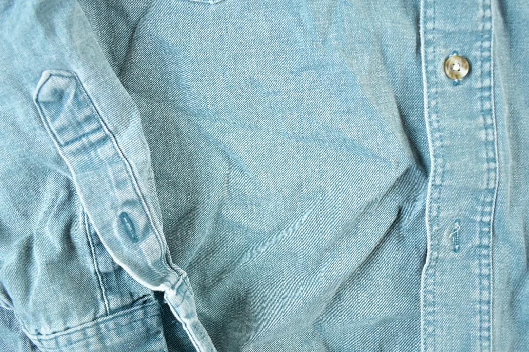 Vintage 1990s Eddie Bauer Denim Button Up Shirt Mens M from propervintagecanada