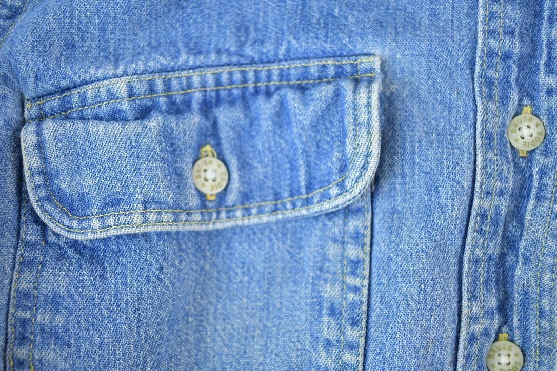 Vintage 1990s Eddie Bauer Denim Button Up Western Style Shirt Men's Medium from propervintagecanada