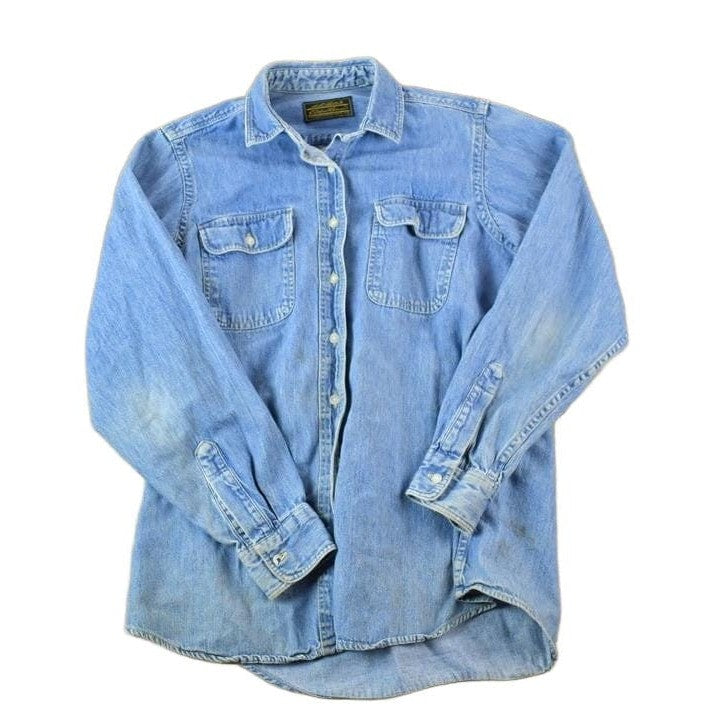 Vintage 1990s Eddie Bauer Denim Button Up Western Style Shirt Men's Medium from propervintagecanada