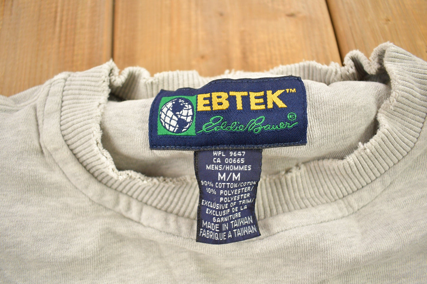 Vintage 1990s Eddie Bauer EBTEK Distressed Crewneck Sweatshirt Men's Medium from propervintagecanada