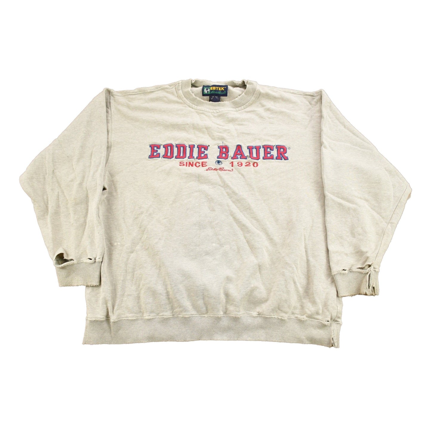 Vintage 1990s Eddie Bauer EBTEK Distressed Crewneck Sweatshirt Men's Medium from propervintagecanada