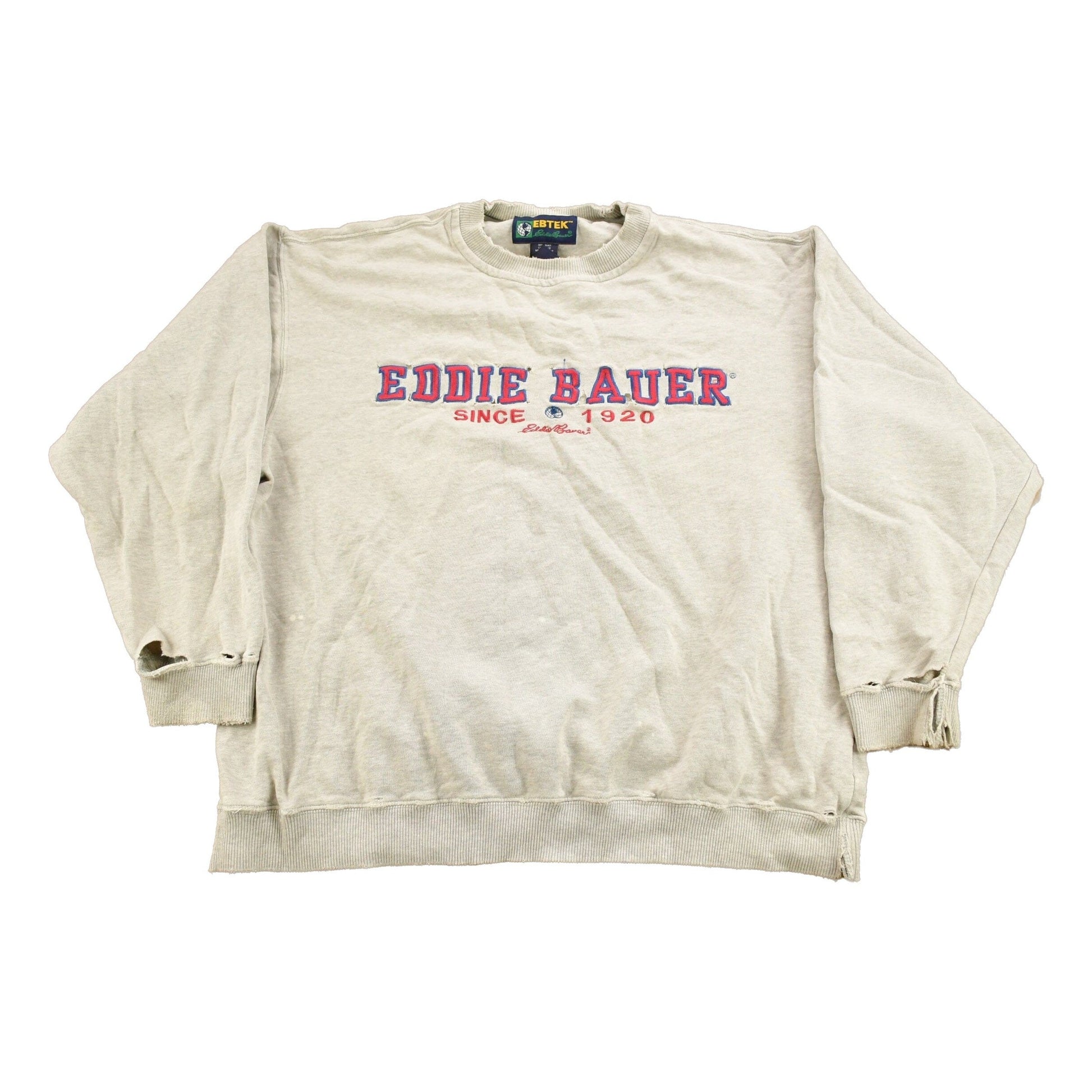 Vintage 1990s Eddie Bauer EBTEK Distressed Crewneck Sweatshirt Men's Medium from propervintagecanada