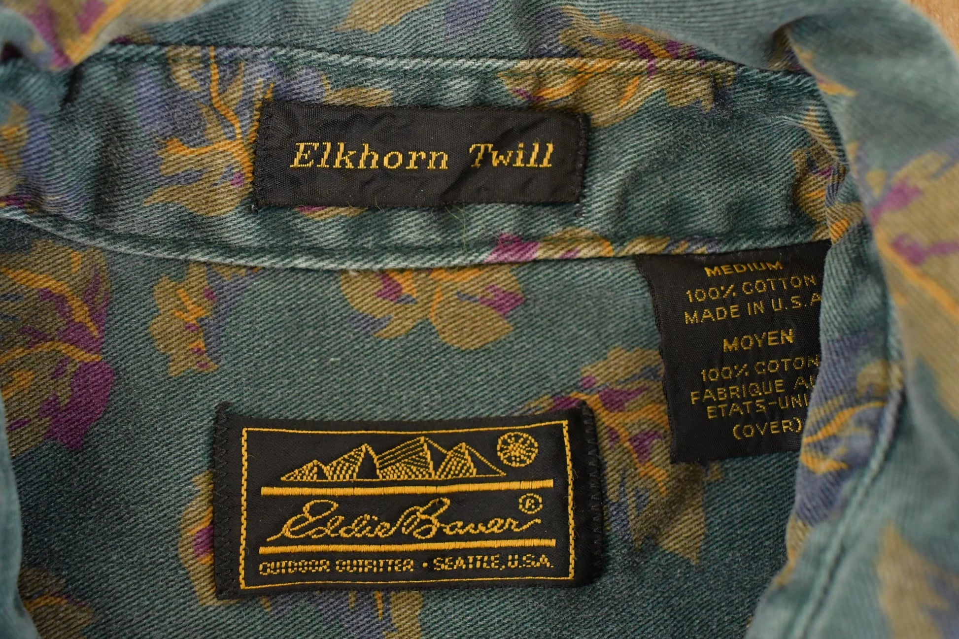 Vintage 1990s Eddie Bauer Elkhorn Twill Outdoorsman Button Up Shirt Men's M from propervintagecanada