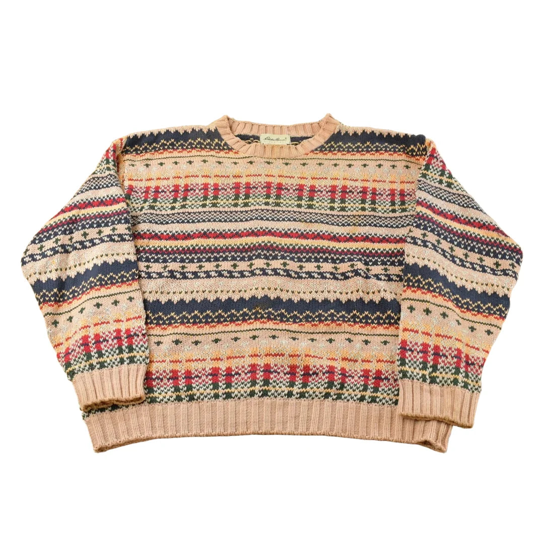 Vintage 1990s Eddie Bauer Fair Isle Knit Sweater Men's L from propervintagecanada