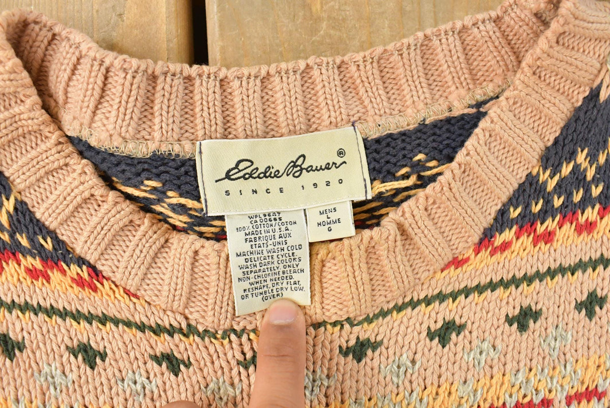 Vintage 1990s Eddie Bauer Fair Isle Knit Sweater Men's L from propervintagecanada