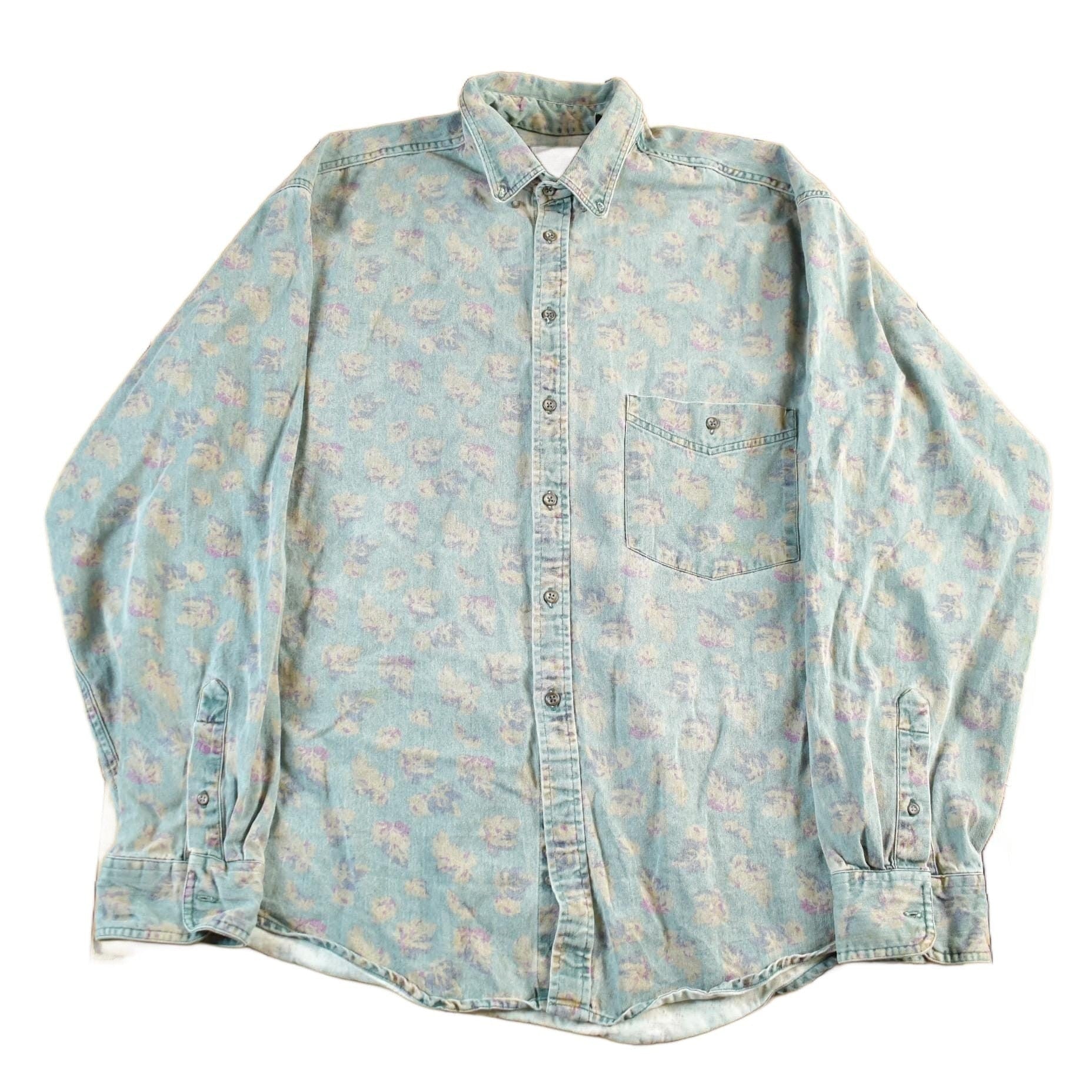 Vintage 1990s Eddie Bauer Floral Button Up Shirt Men's XL from propervintagecanada