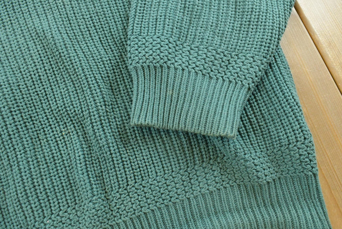 Vintage 1990s Eddie Bauer Henley Collar Quarter Button Cotton Knit Sweater Men's L from propervintagecanada