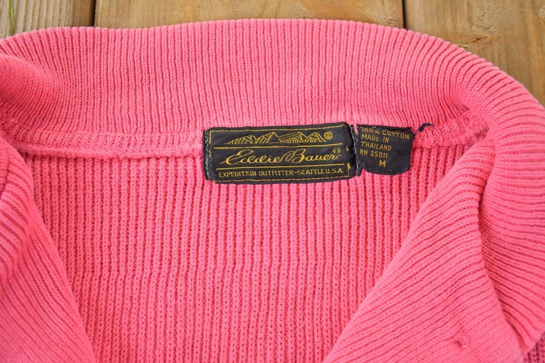 Vintage 1990s Eddie Bauer Knit Abstract Pattern Collared Crewneck Sweater Women's S from propervintagecanada