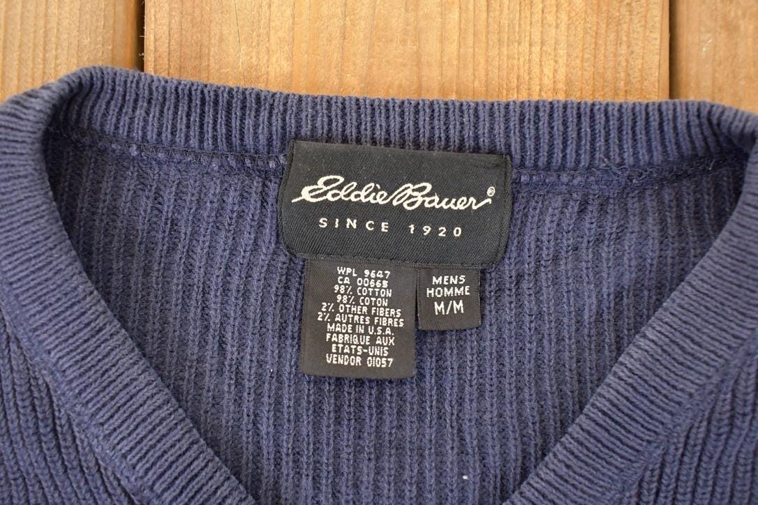 Vintage 1990s Eddie Bauer Knit V Neck Sweater Mens L from propervintagecanada