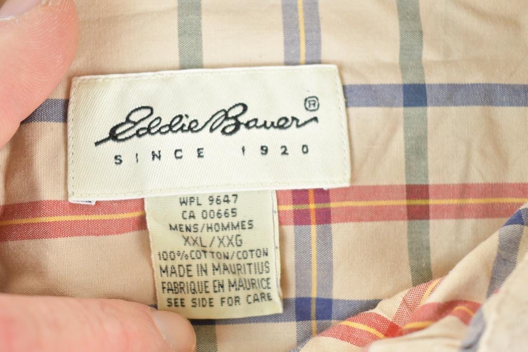 Vintage 1990s Eddie Bauer Large Plaid Western Style Button Up Shirt Men's XL from propervintagecanada