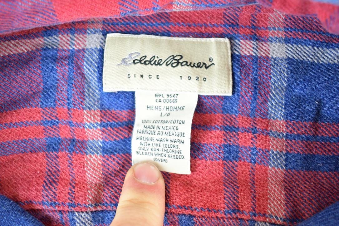 Vintage 1990s Eddie Bauer Plaid Button Up Shirt Mens L from propervintagecanada