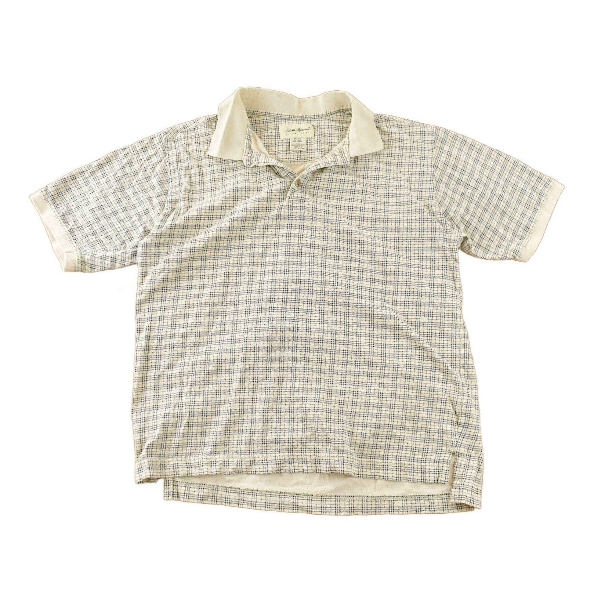 Vintage 1990s Eddie Bauer Plaid Polo Shirt Men's Medium from propervintagecanada