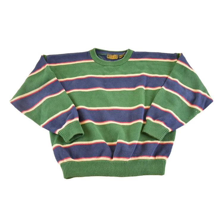 Vintage 1990s Eddie Bauer Striped Knit Crewneck Sweater Men's XL from propervintagecanada