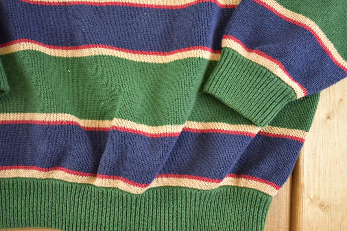 Vintage 1990s Eddie Bauer Striped Knit Crewneck Sweater Men's XL from propervintagecanada