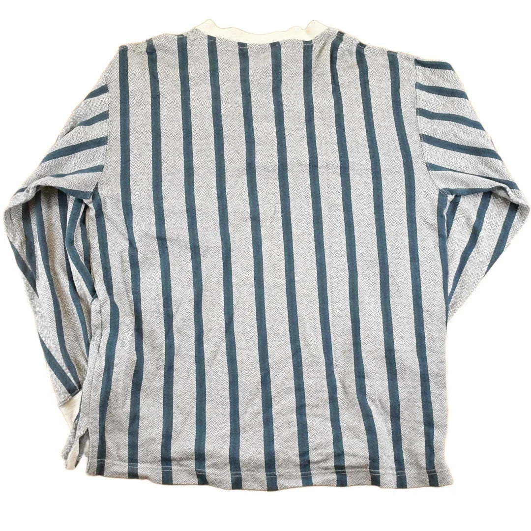 Vintage 1990s Eddie Bauer Striped Souvenir Quarter Button Crewneck Sweatshirt Men's L from propervintagecanada
