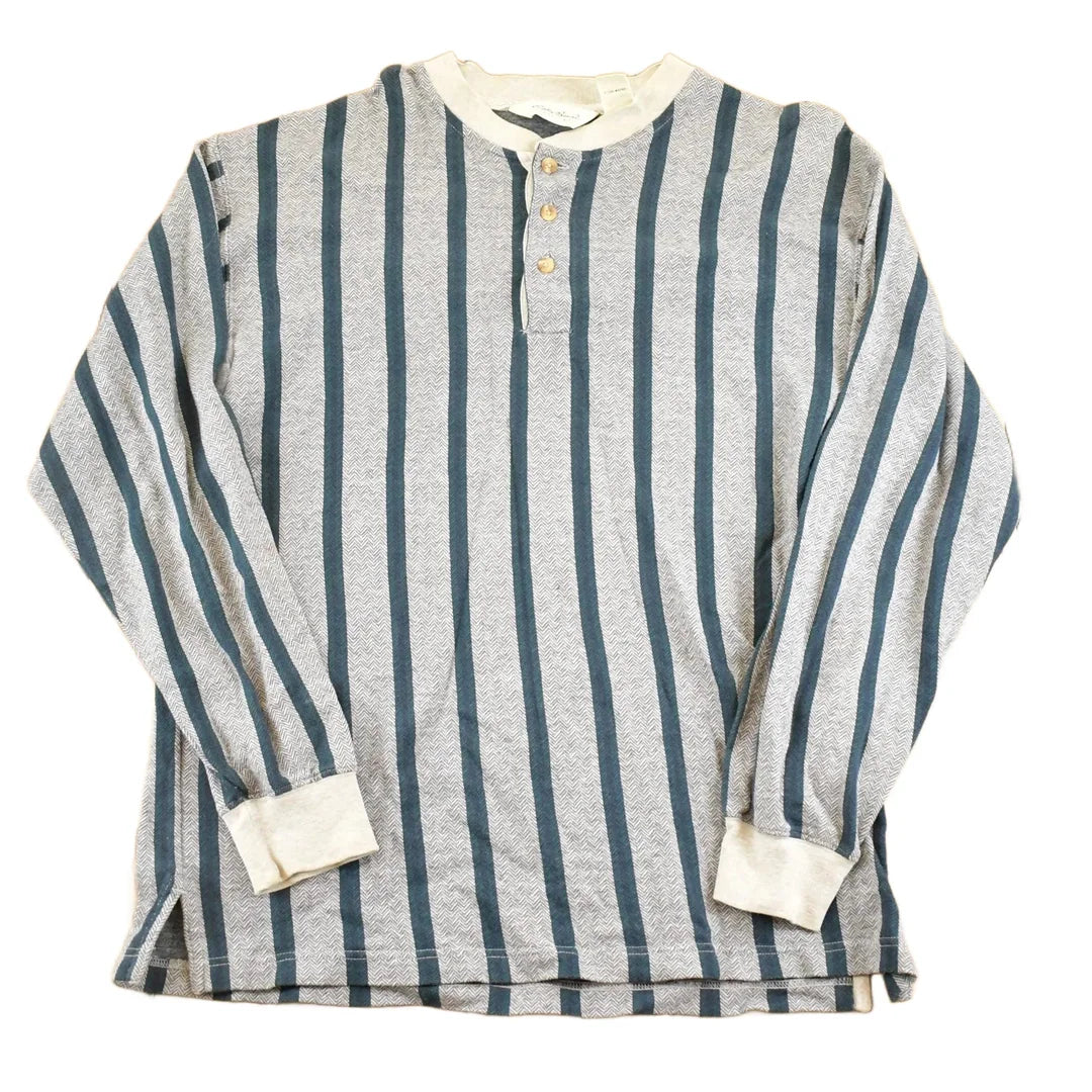 Vintage 1990s Eddie Bauer Striped Souvenir Quarter Button Crewneck Sweatshirt Men's L from propervintagecanada