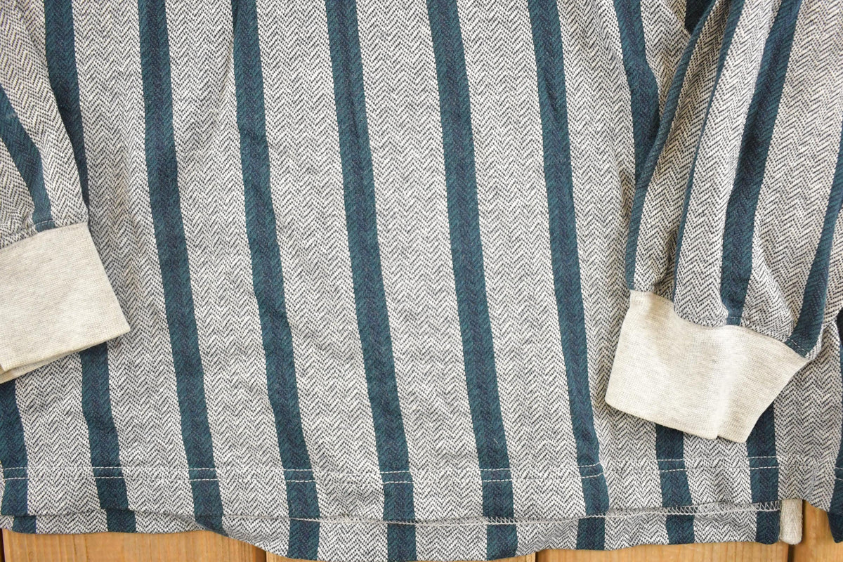 Vintage 1990s Eddie Bauer Striped Souvenir Quarter Button Crewneck Sweatshirt Men's L from propervintagecanada