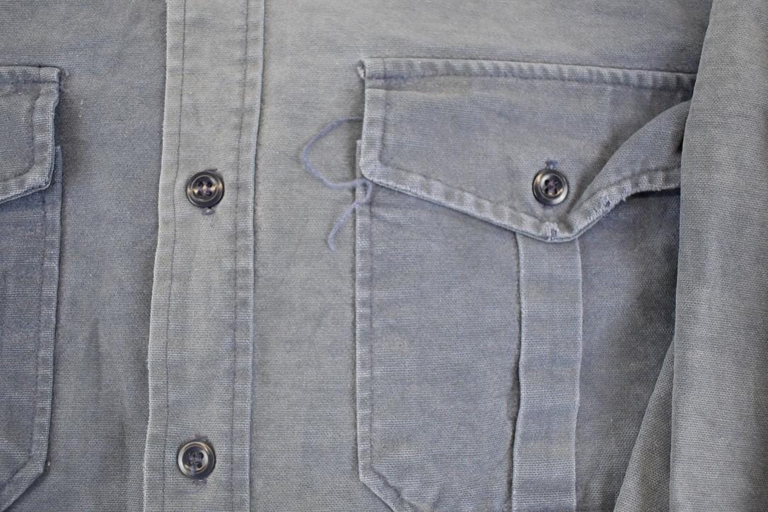 Vintage 1990s Eddie Bauer Thrashed Denim Button Up Shirt Men's L from propervintagecanada