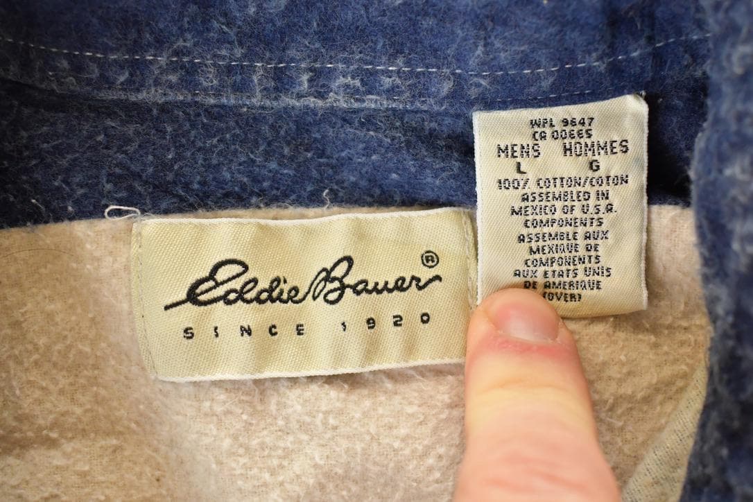 Vintage 1990s Eddie Bauer Vertical Stripe Western Style Button Up Shirt Men's Large from propervintagecanada