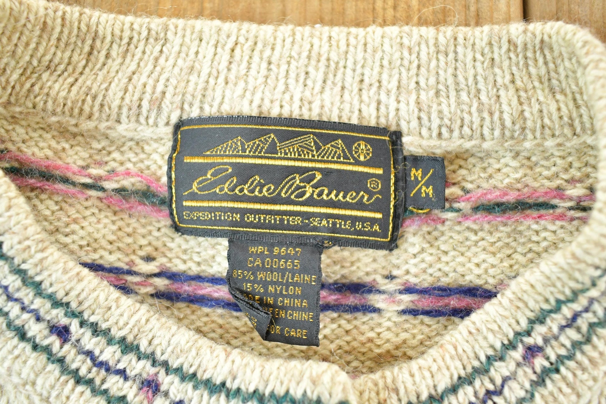 Vintage 1990s Eddie Bauer Wool Knit Abstract Knit Cardigan Sweater Womens S-M from propervintagecanada