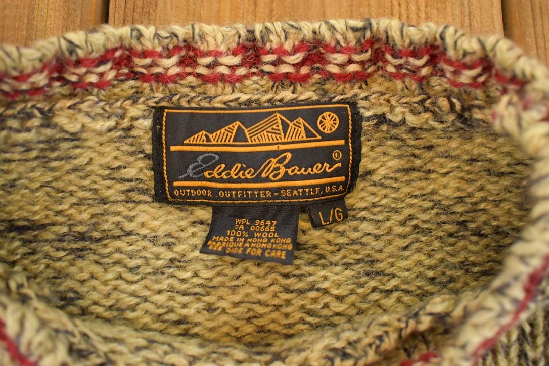 Vintage 1990s Eddie Bauer Wool Knit Crewneck Sweater Men's L from propervintagecanada