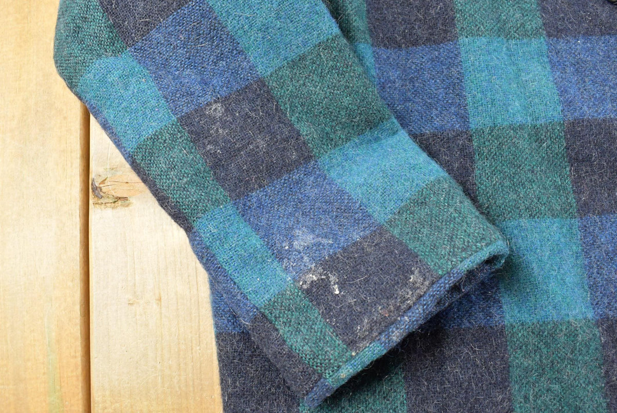 Vintage 1990s Eddie Bauer Wool knit Plaid Coat Jacket Women's XL / 90s Streetwear / Outerwear / Outdoors from propervintagecanada